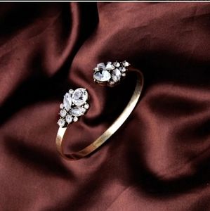 Crystal Flower Gold Vintage Cuff & Bangle Bracelet
